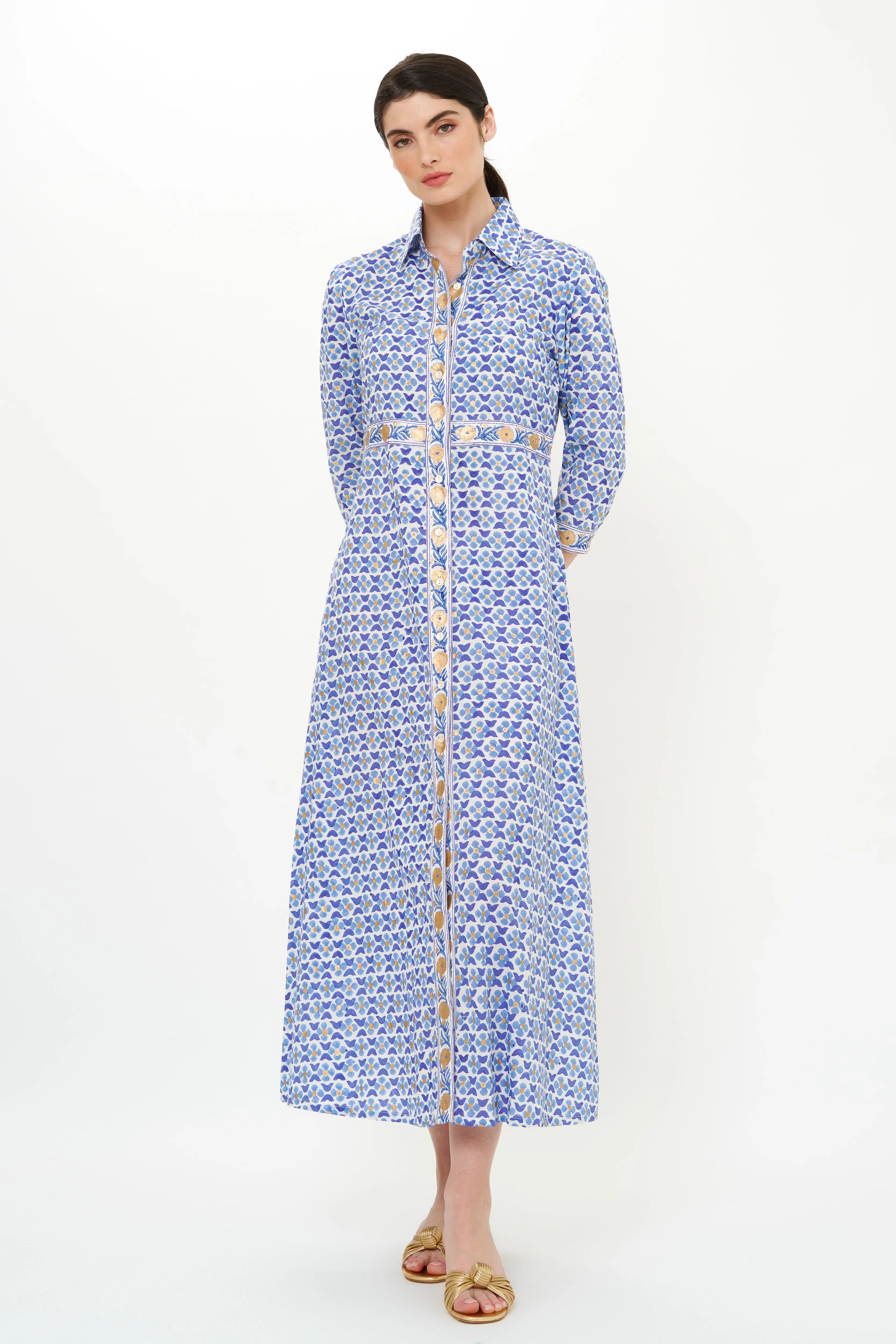 Shirt Dress Maxi- Veranda Blue