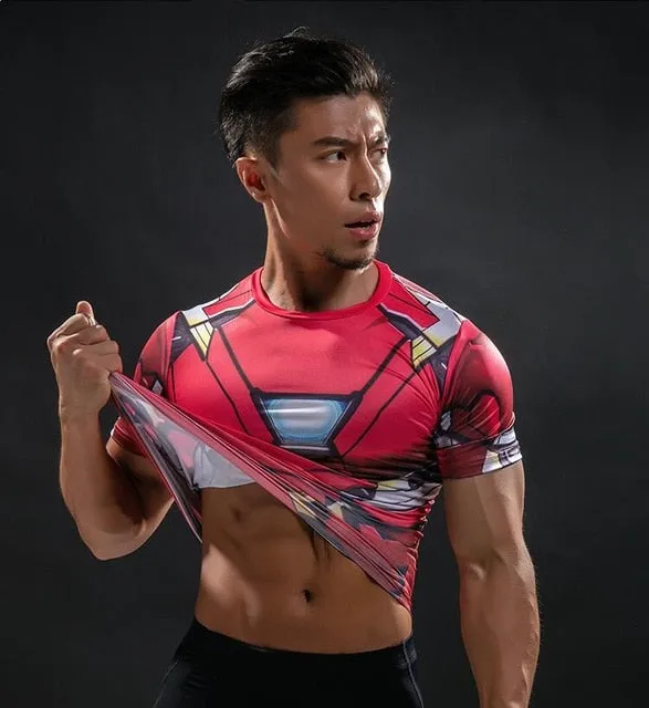 Short Sleeve 3D T Shirt Men T-Shirt Male Tee Captain America Superman tshirt Men Fitness Compression Shirt Punisher MMA