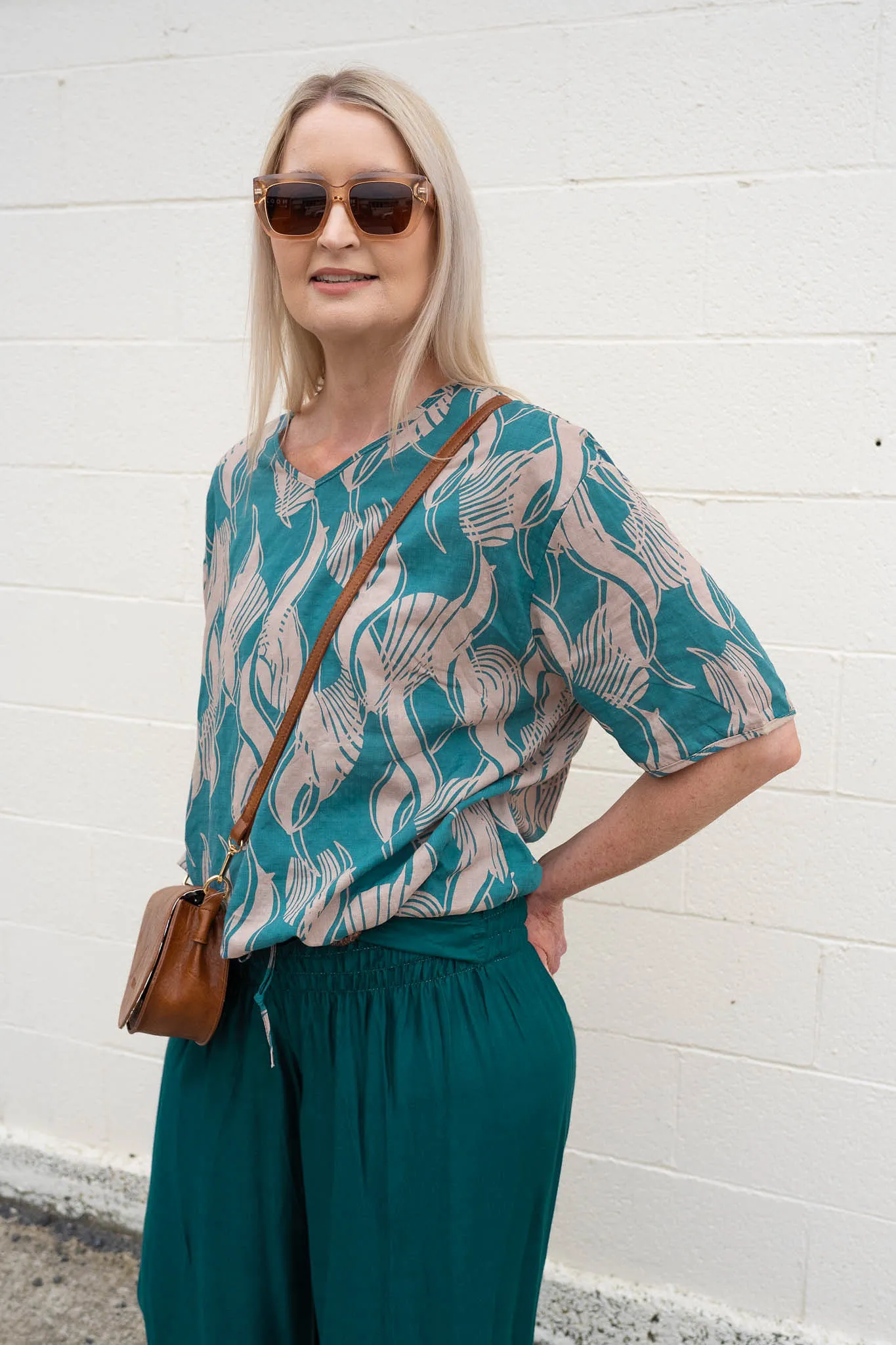 Short Sleeve Verity Tie Top - Art Deco Dream