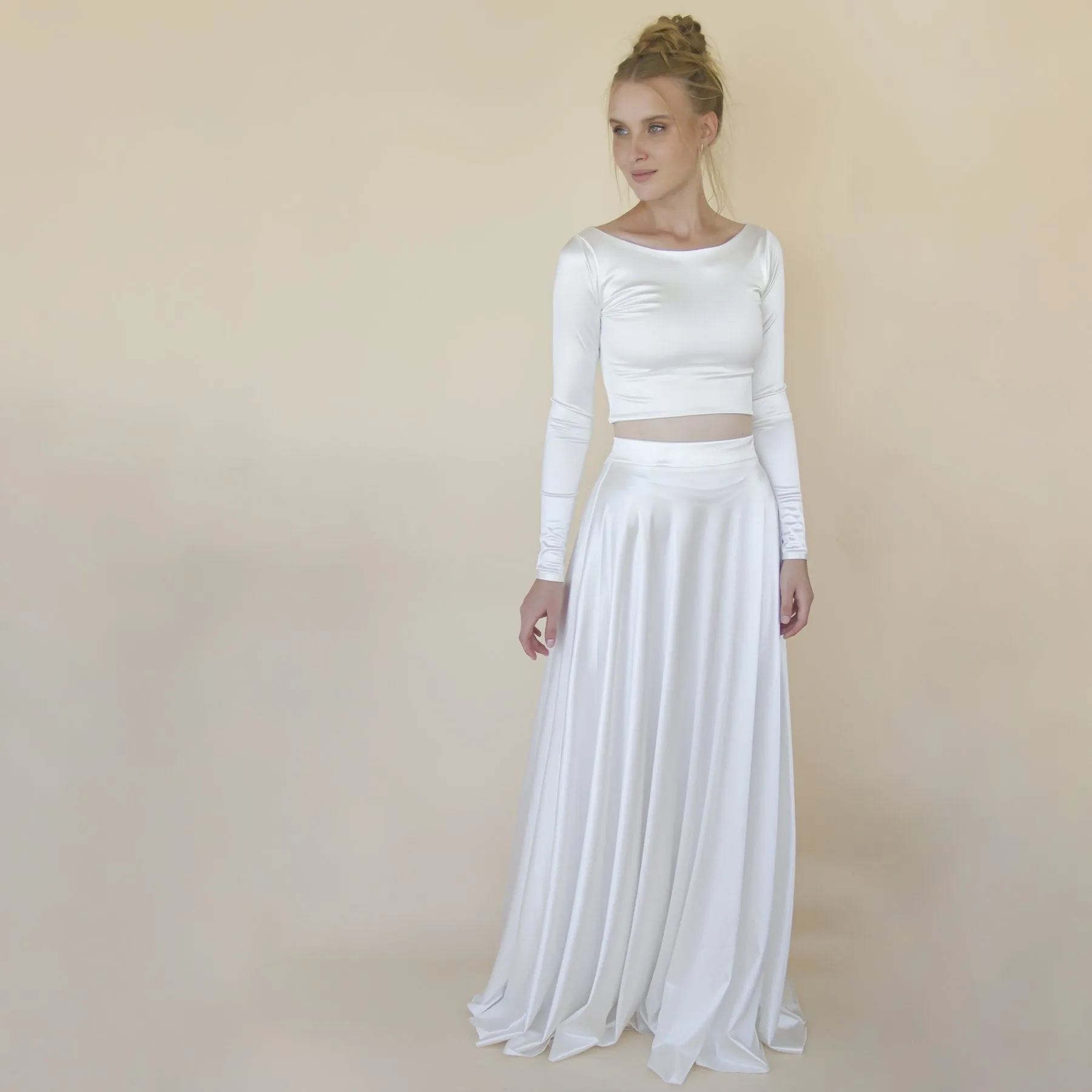 Silky Satin Long sleeves Wedding Top #2061