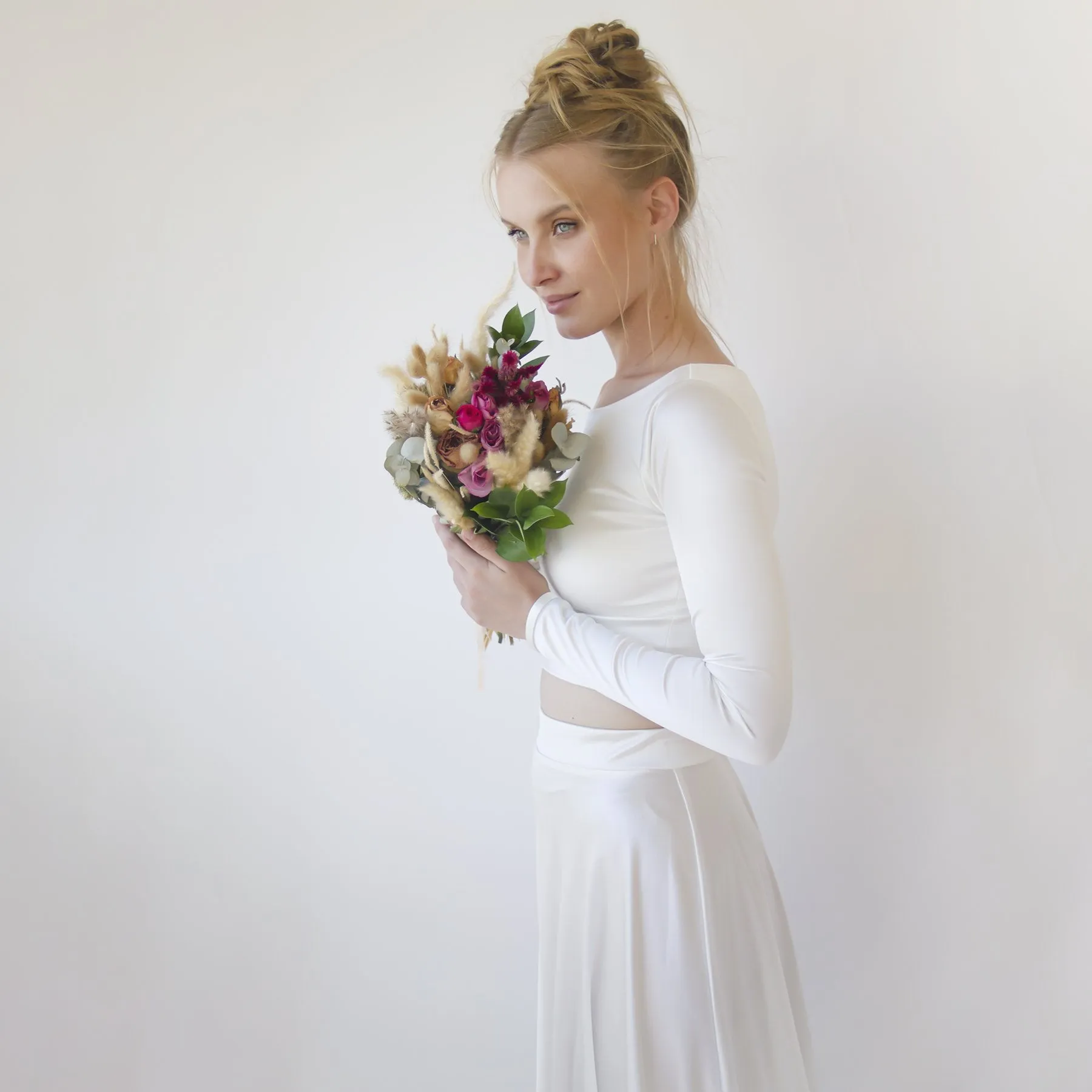 Silky Satin Long sleeves Wedding Top #2061