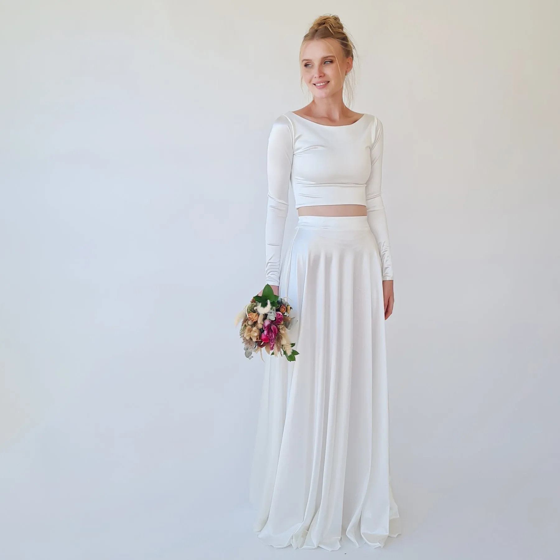 Silky Satin Long sleeves Wedding Top #2061