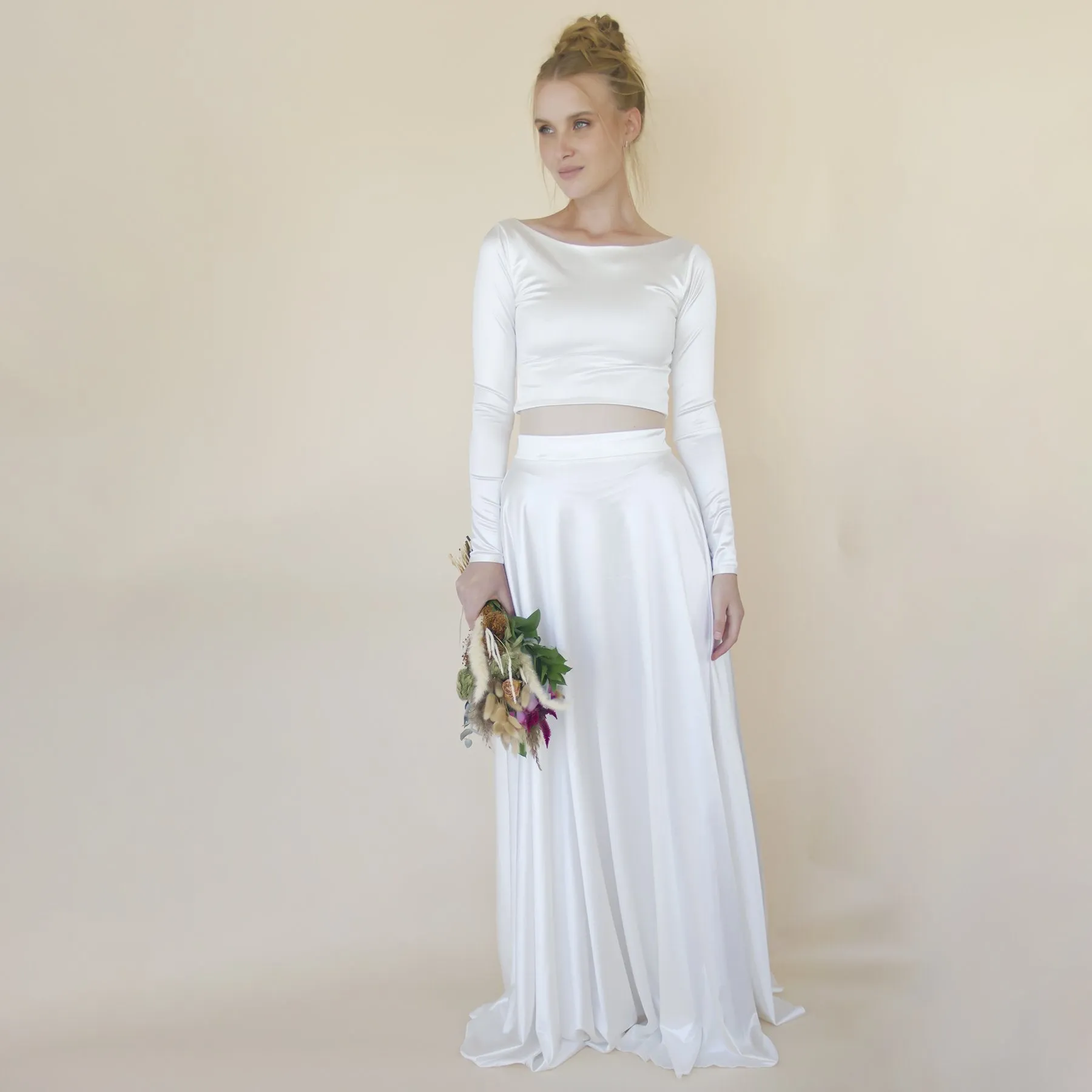 Silky Satin Long sleeves Wedding Top #2061