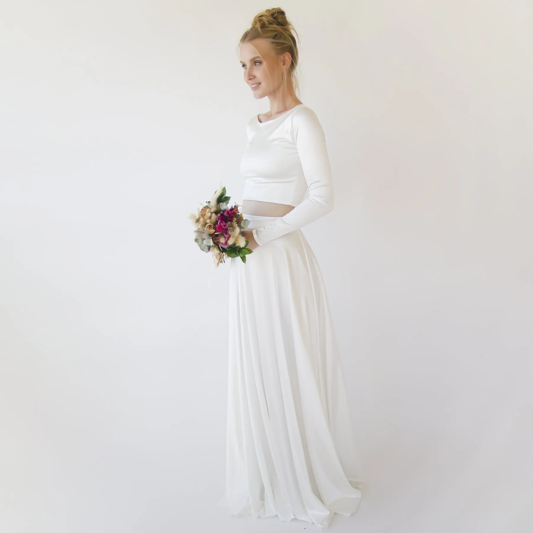 Silky Satin Long sleeves Wedding Top #2061