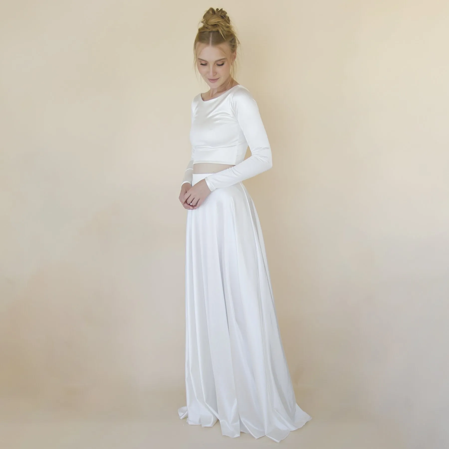 Silky Satin Long sleeves Wedding Top #2061