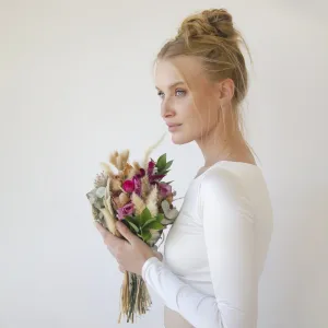 Silky Satin Long sleeves Wedding Top #2061