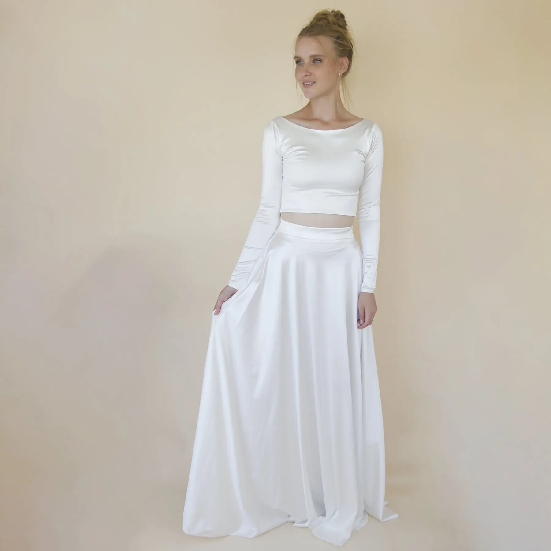 Silky Satin Long sleeves Wedding Top #2061