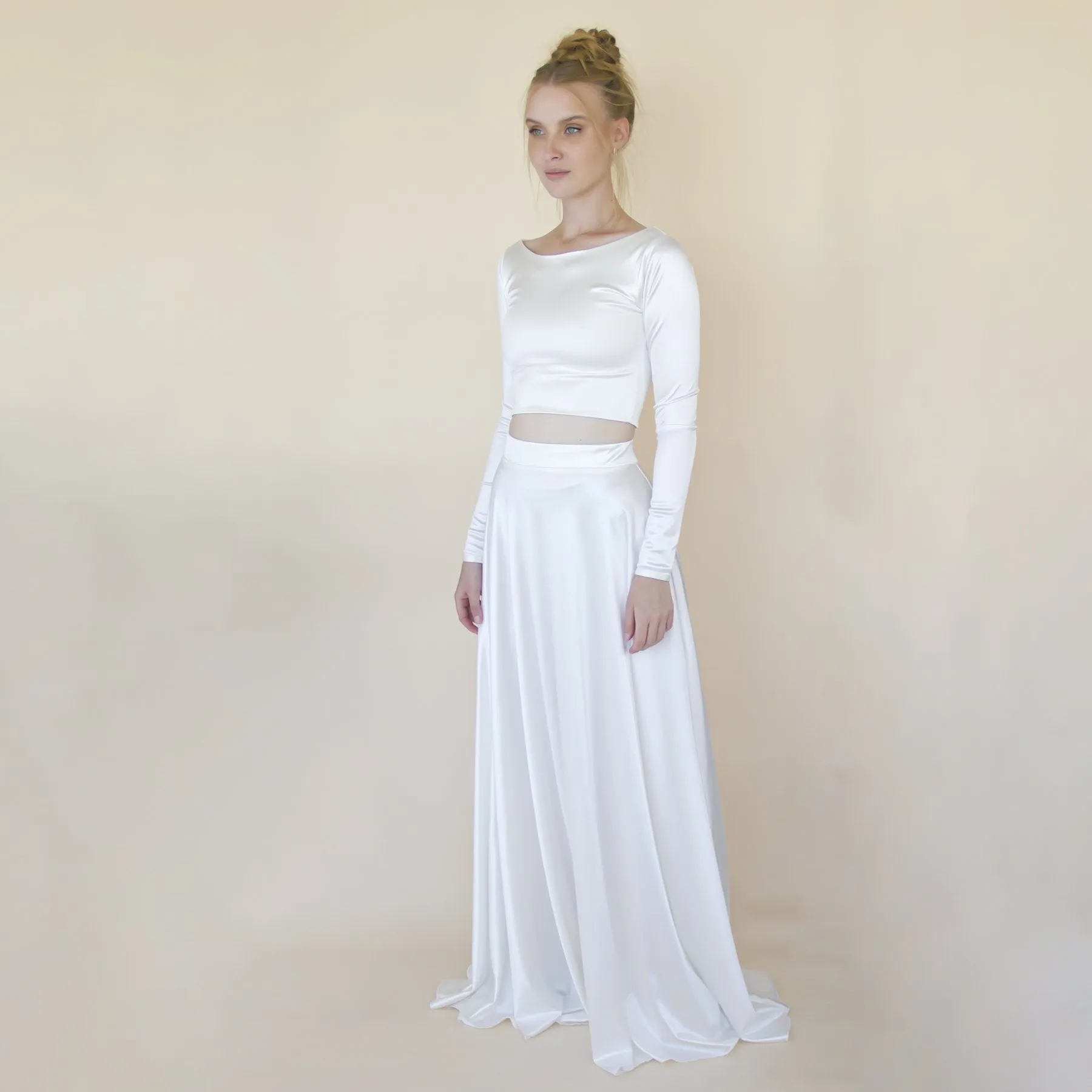 Silky Satin Long sleeves Wedding Top #2061