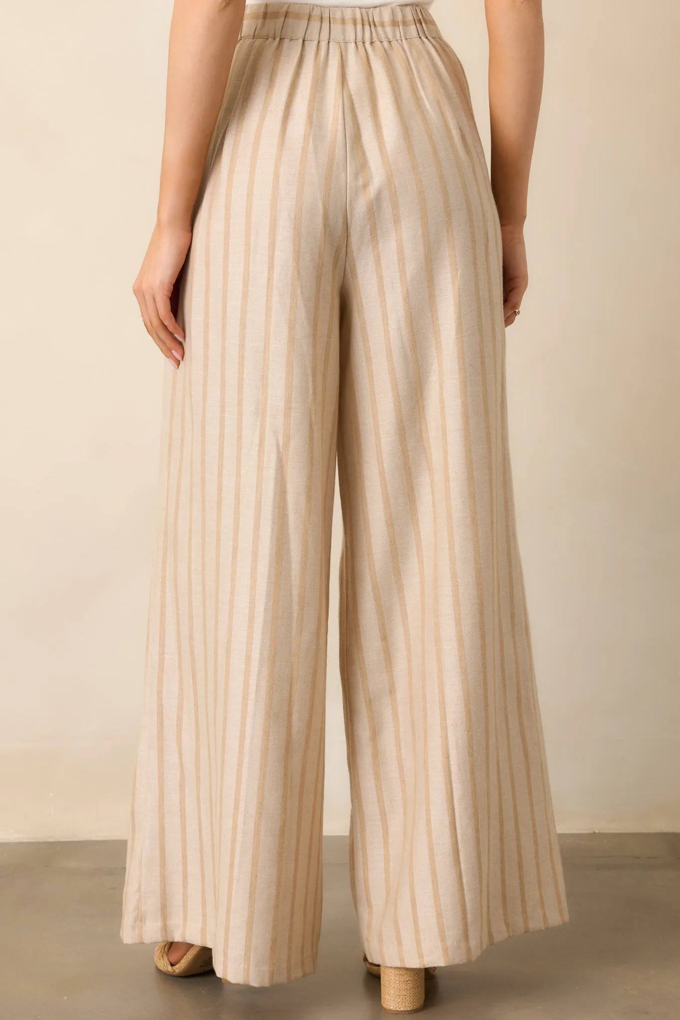 Something Simple Beige Stripe Wide Leg Pants