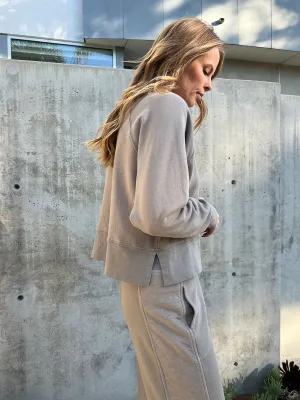 Sophia Crop Sweatshirt in French Terry - Anthracite