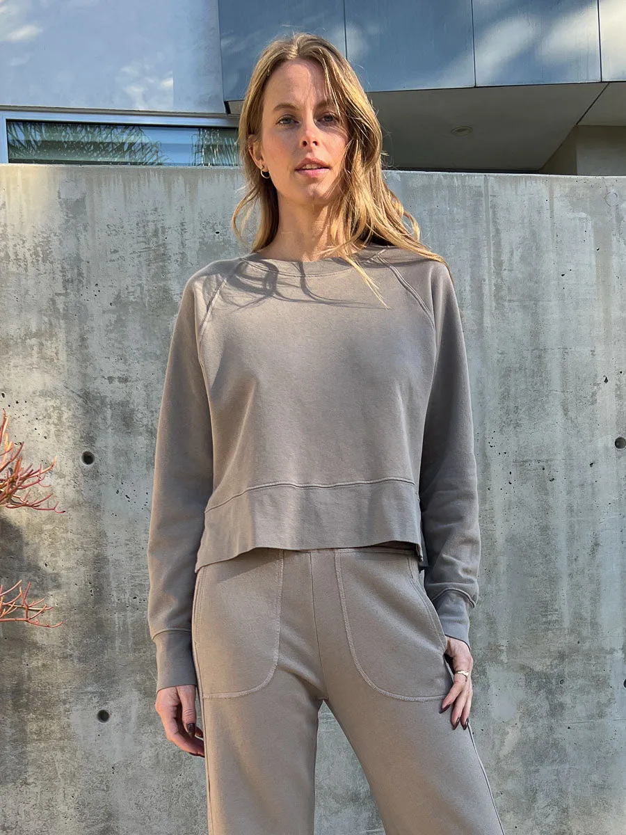 Sophia Crop Sweatshirt in French Terry - Anthracite