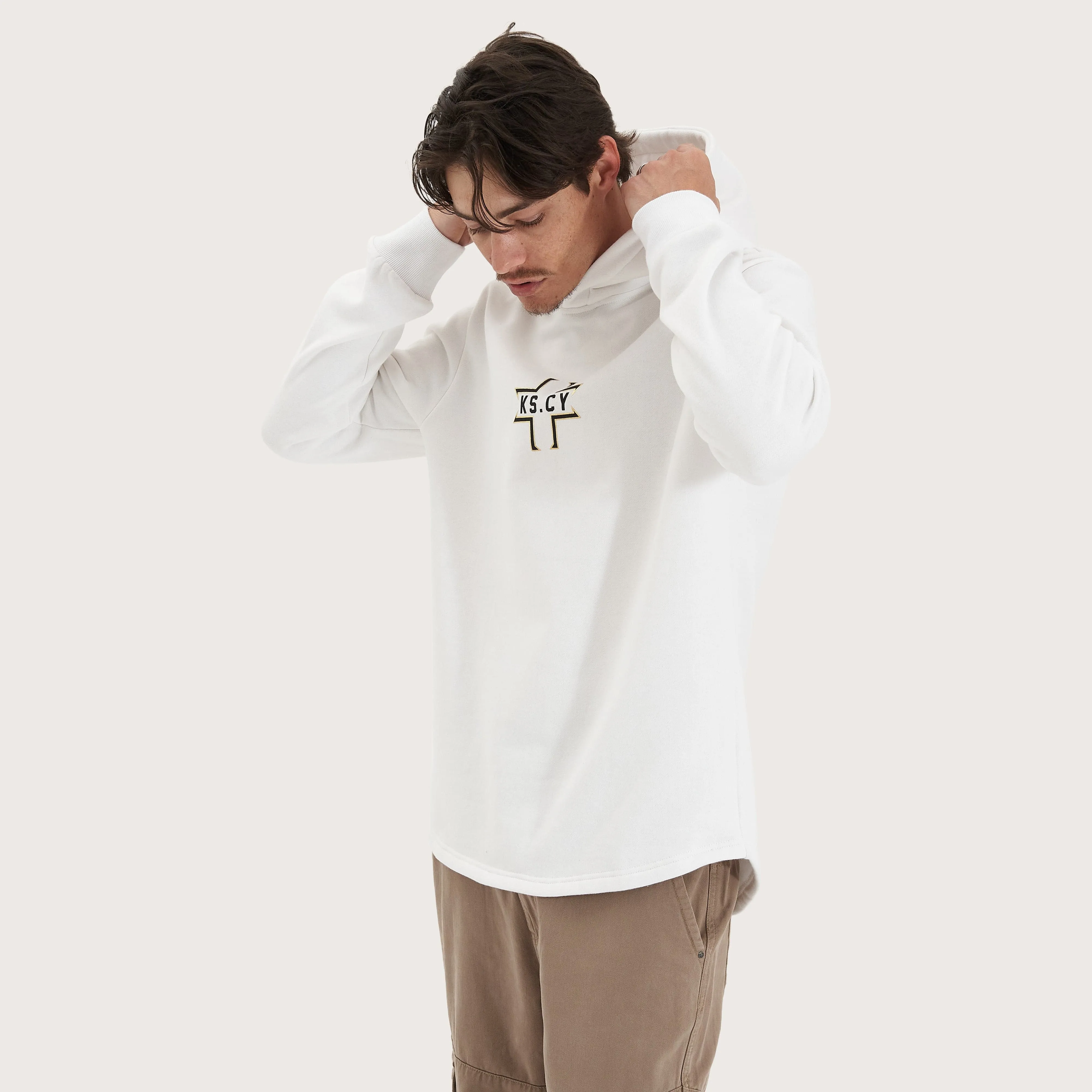 Southfall Heavy Hooded Dual Curved Sweater White