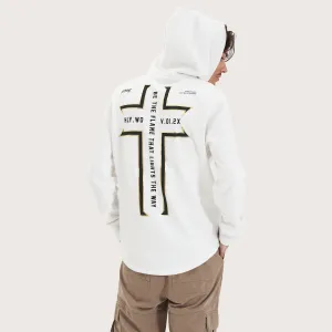 Southfall Heavy Hooded Dual Curved Sweater White