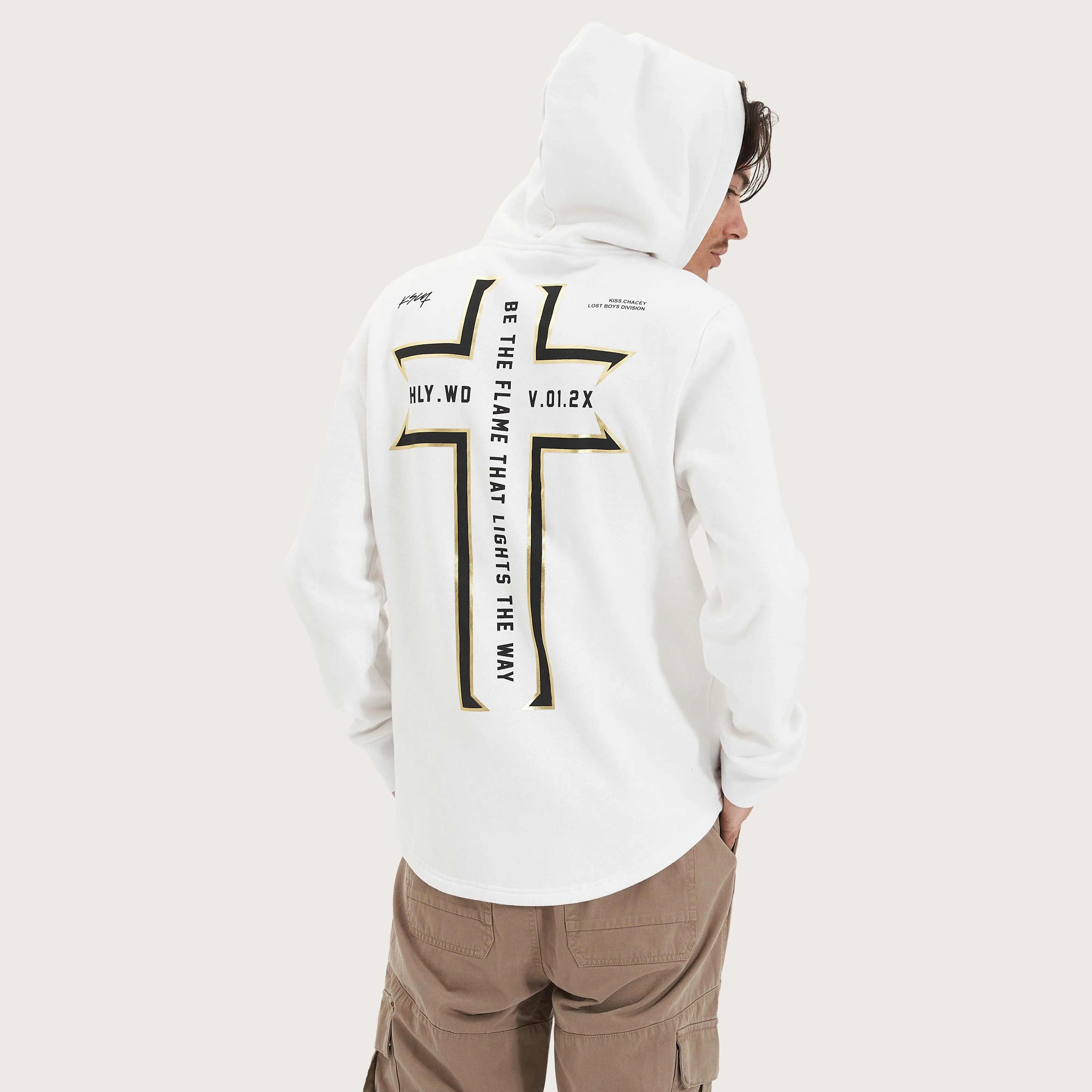Southfall Heavy Hooded Dual Curved Sweater White