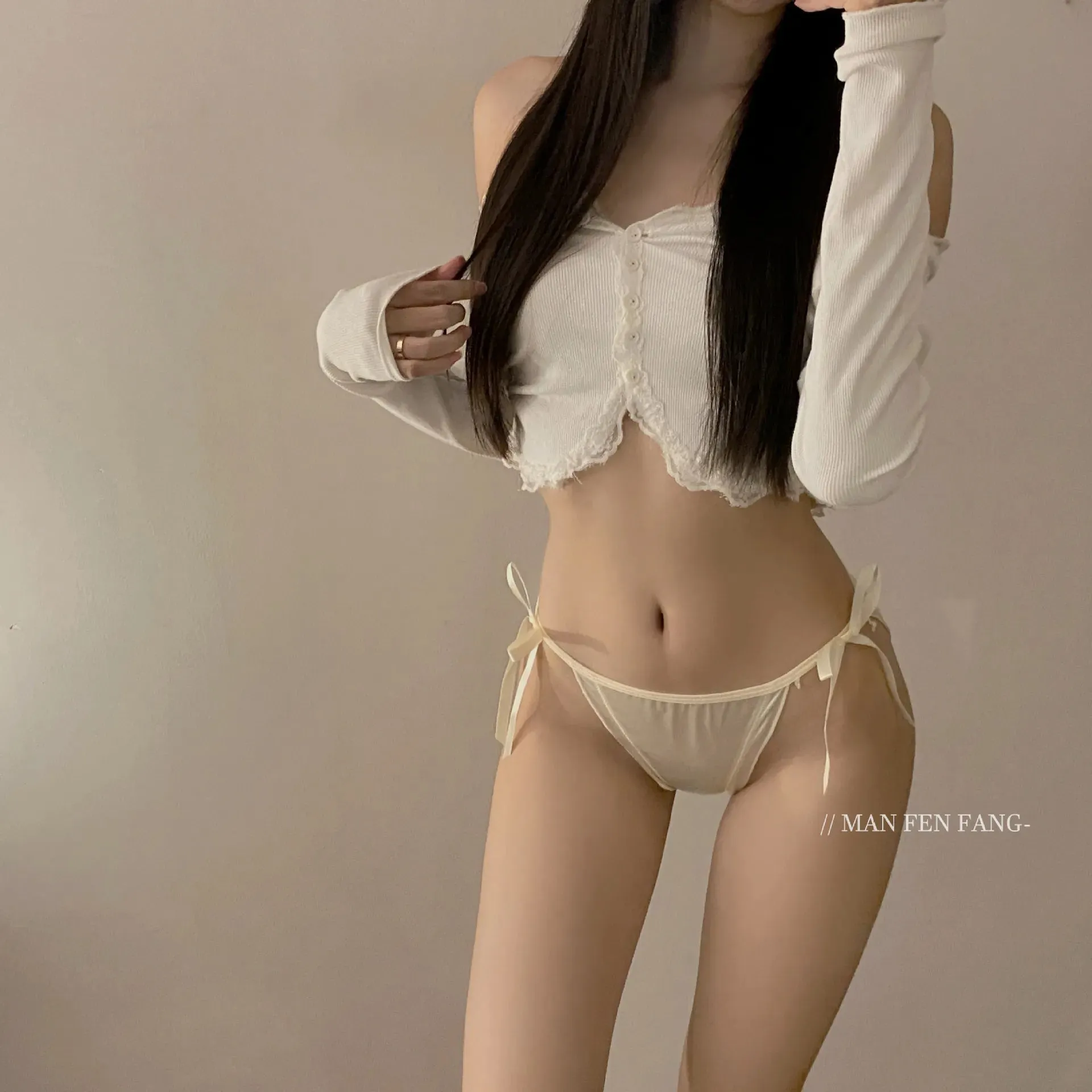 SP&CITY Women's Sexy Underwear: Thin Lace Up Satin Transparent Panties with Cute Bow