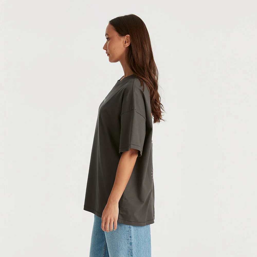 SPIRALING BOXY SLOUCH TEE - SLATE