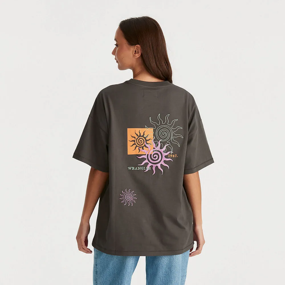SPIRALING BOXY SLOUCH TEE - SLATE