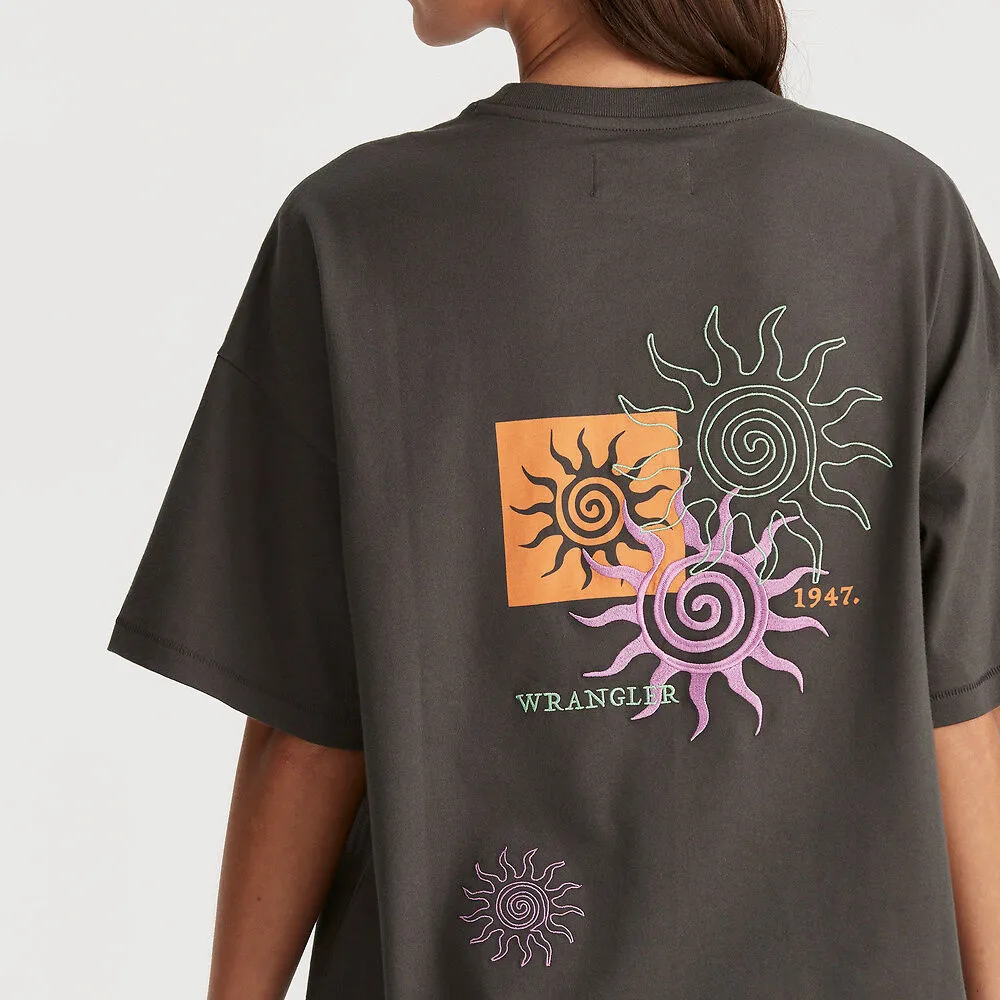 SPIRALING BOXY SLOUCH TEE - SLATE