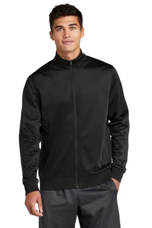 Sport-Tek  Tricot Sleeve Stripe Track Jacket. JST94 Black/ Black