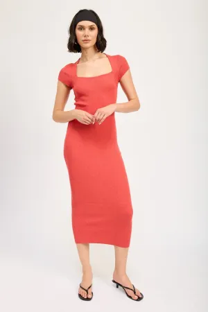 Squared Neck Bodycon Midi Dress