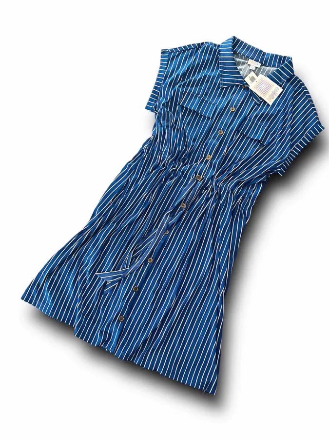 Stacie - Blue White Pinstripe