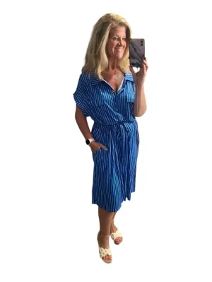 Stacie - Blue White Pinstripe