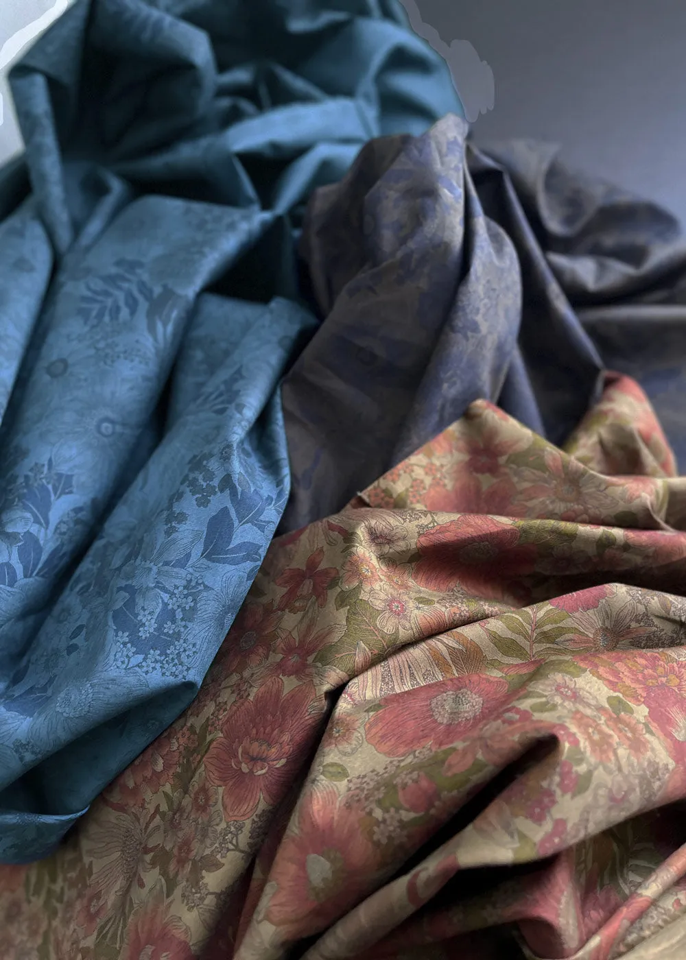 Stella Floral, Earth.  Cotton Poplin Fabric