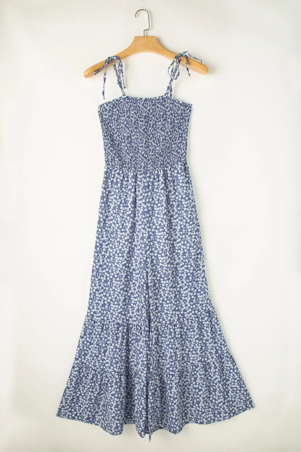 Straps Wide Leg Floral Jumpsuit