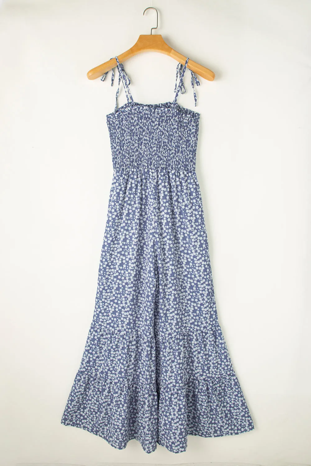 Straps Wide Leg Floral Jumpsuit