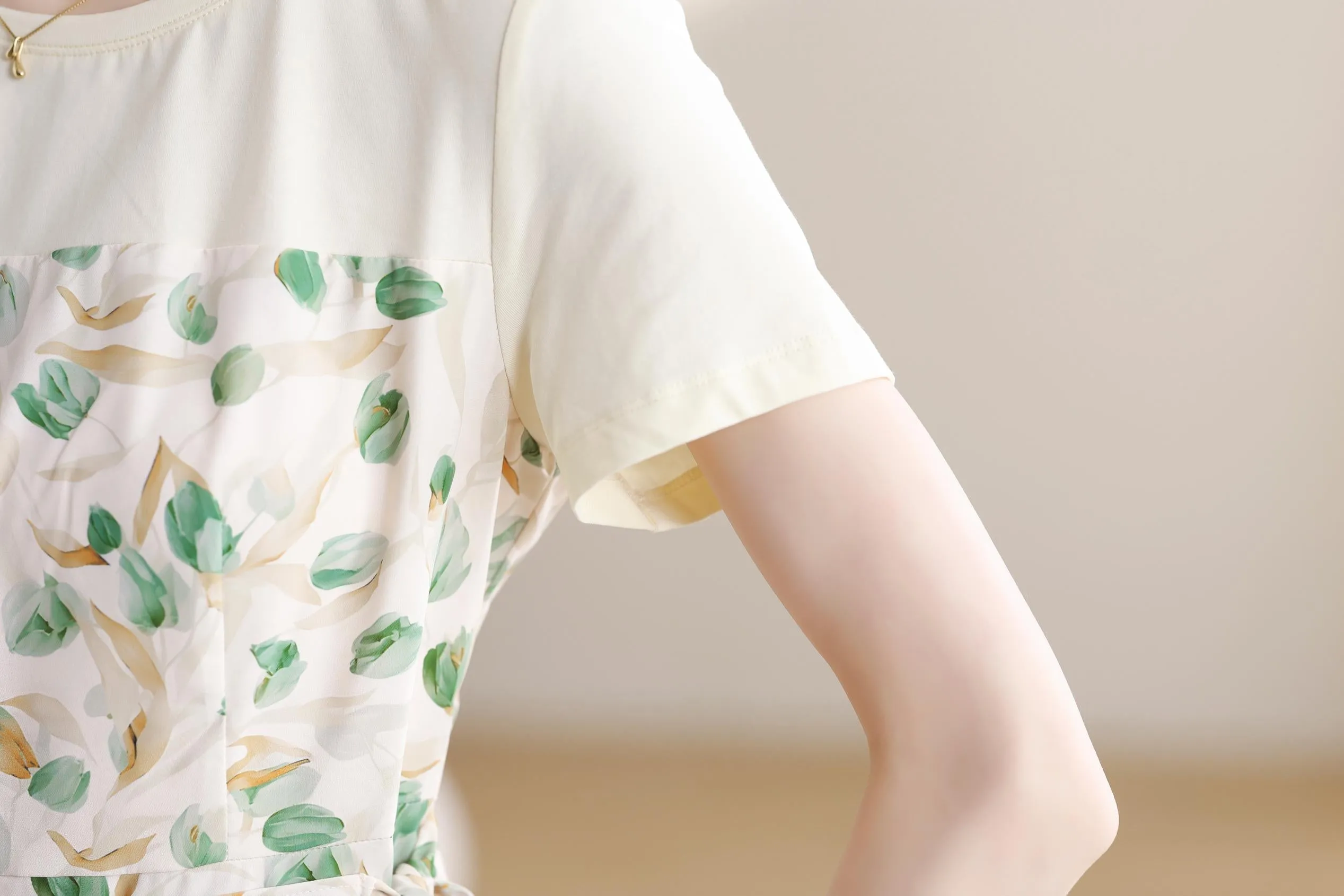 Stylish Faux Two-Piece Floral T-Shirt Dress for Women