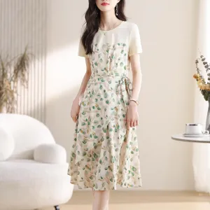 Stylish Faux Two-Piece Floral T-Shirt Dress for Women