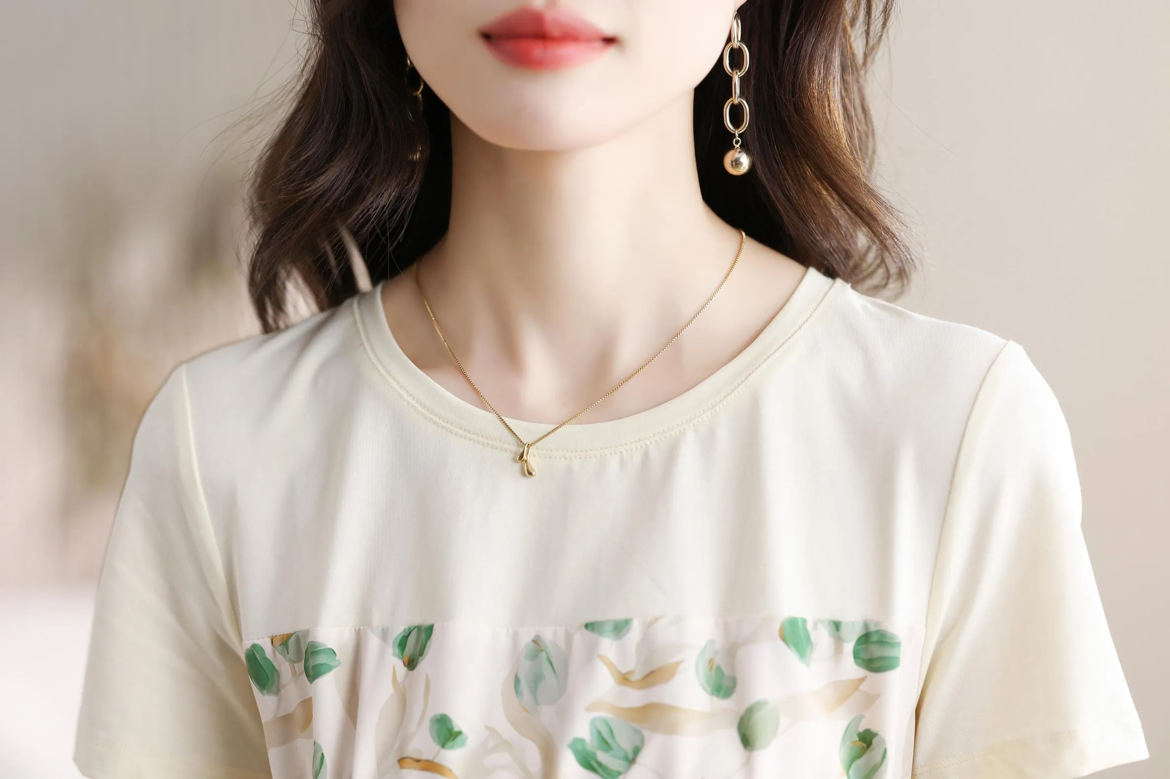 Stylish Faux Two-Piece Floral T-Shirt Dress for Women
