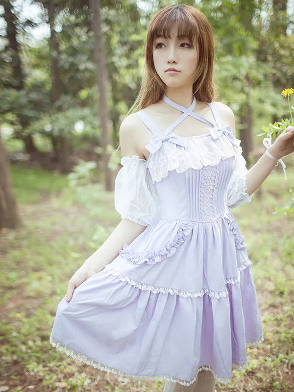 Sweet Lolita Dress Lace Ruffle Chiffon Lolita Jumper Skirt