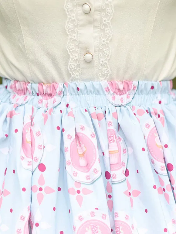 Sweet Lolita Overskirt Candy Colors Polyester Light Sky Blue Daily Casual Tea Party Lace Lolita Skirts