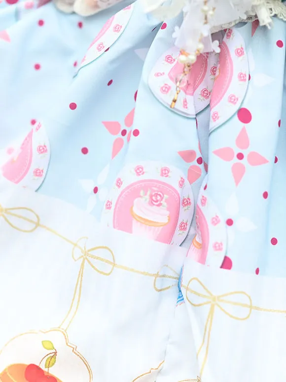 Sweet Lolita Overskirt Candy Colors Polyester Light Sky Blue Daily Casual Tea Party Lace Lolita Skirts