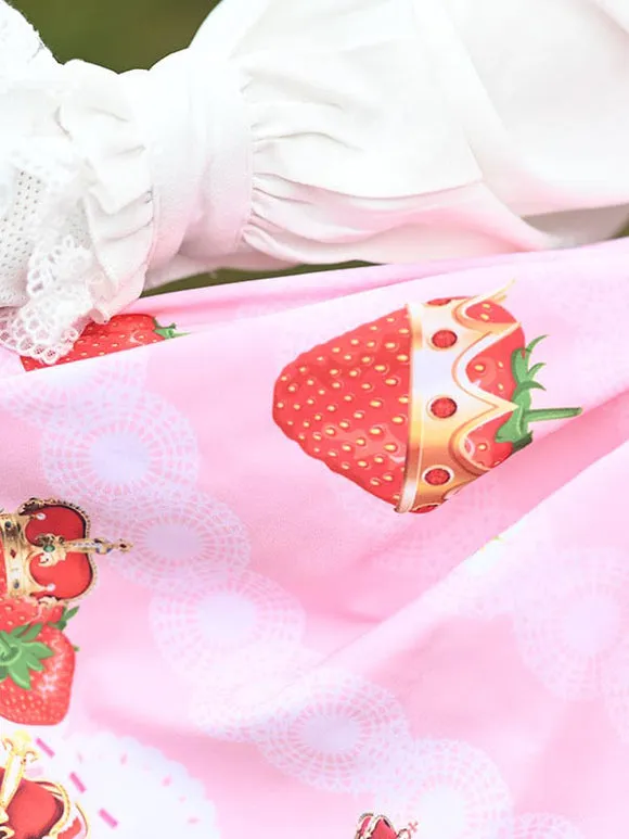Sweet Lolita Overskirt Lace Pink Fruit Pattern Lolita Skirts