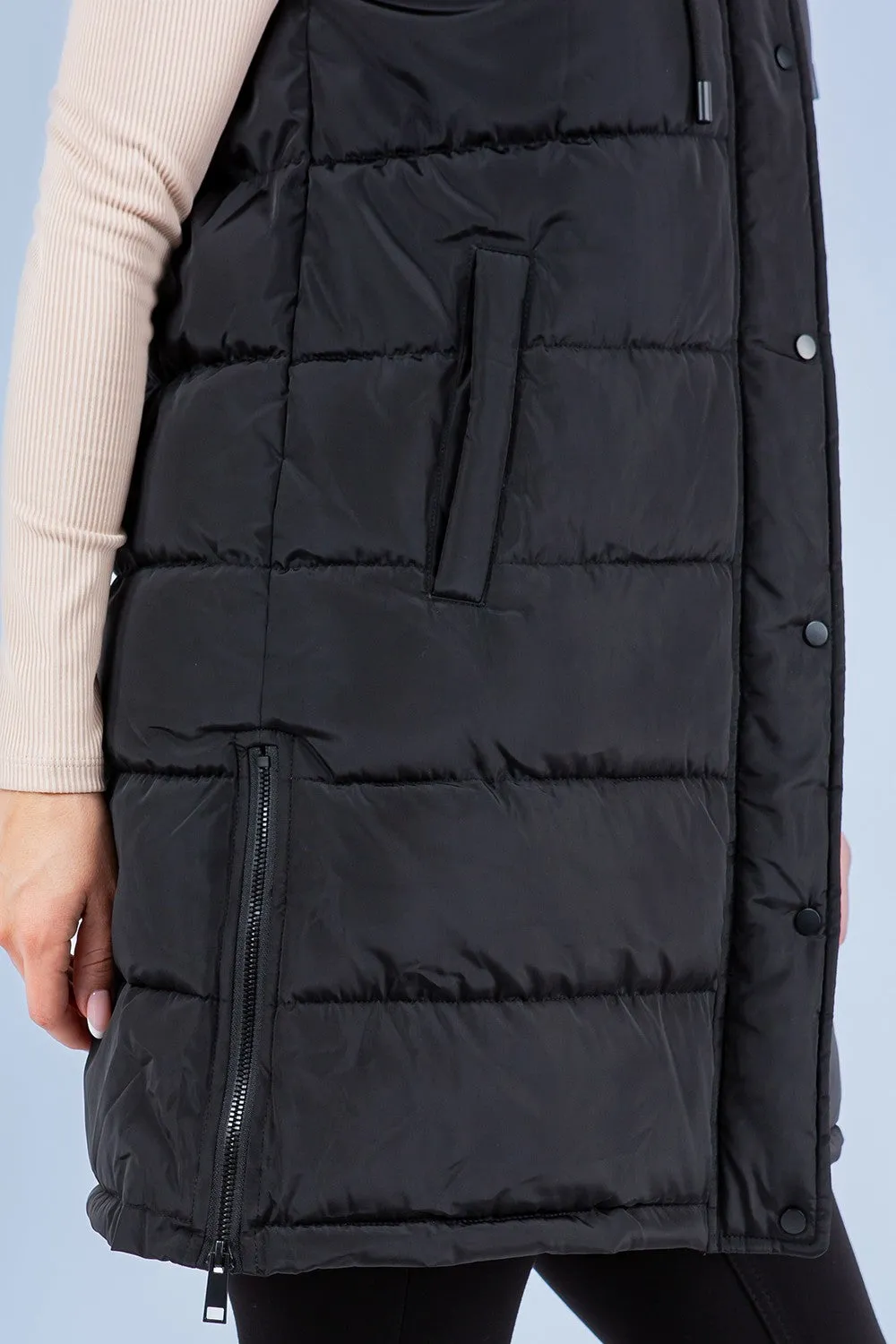 Sweet Look Hooded Long Quilted Vest