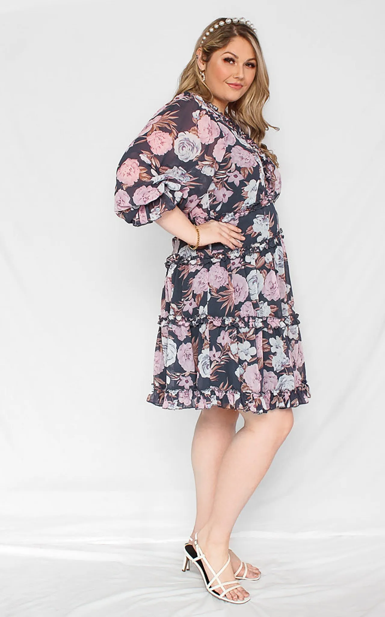 Tea Party Dress - Charcoal Floral