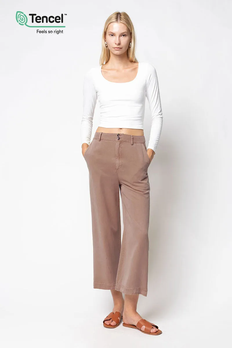 Tencel™ Denim Garment Dye Wide Leg Pant
