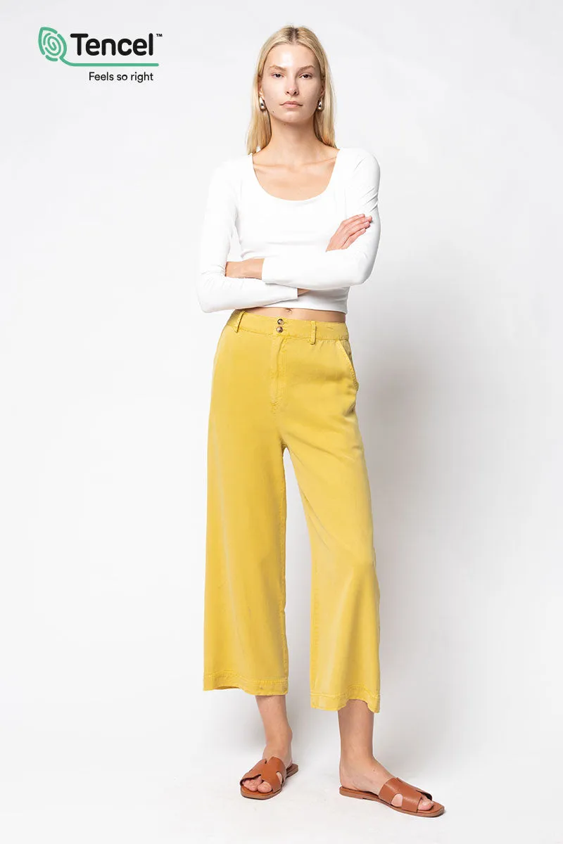 Tencel™ Denim Garment Dye Wide Leg Pant