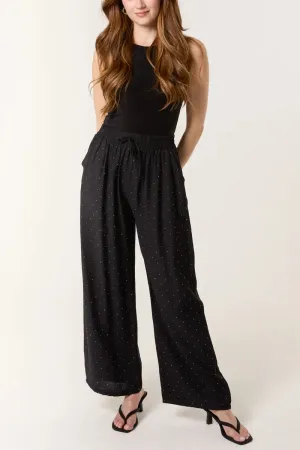 The Yara Diamante Embellished Wide Leg Trousers