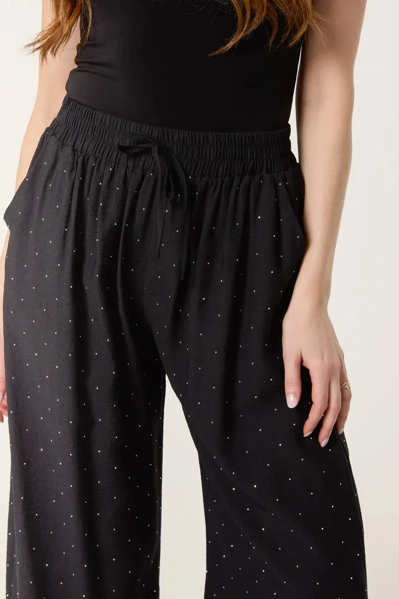 The Yara Diamante Embellished Wide Leg Trousers