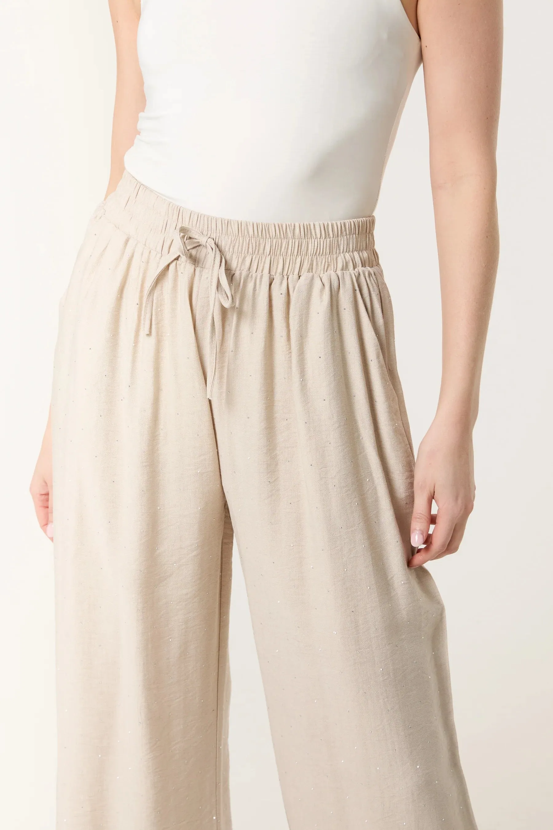 The Yara Diamante Embellished Wide Leg Trousers