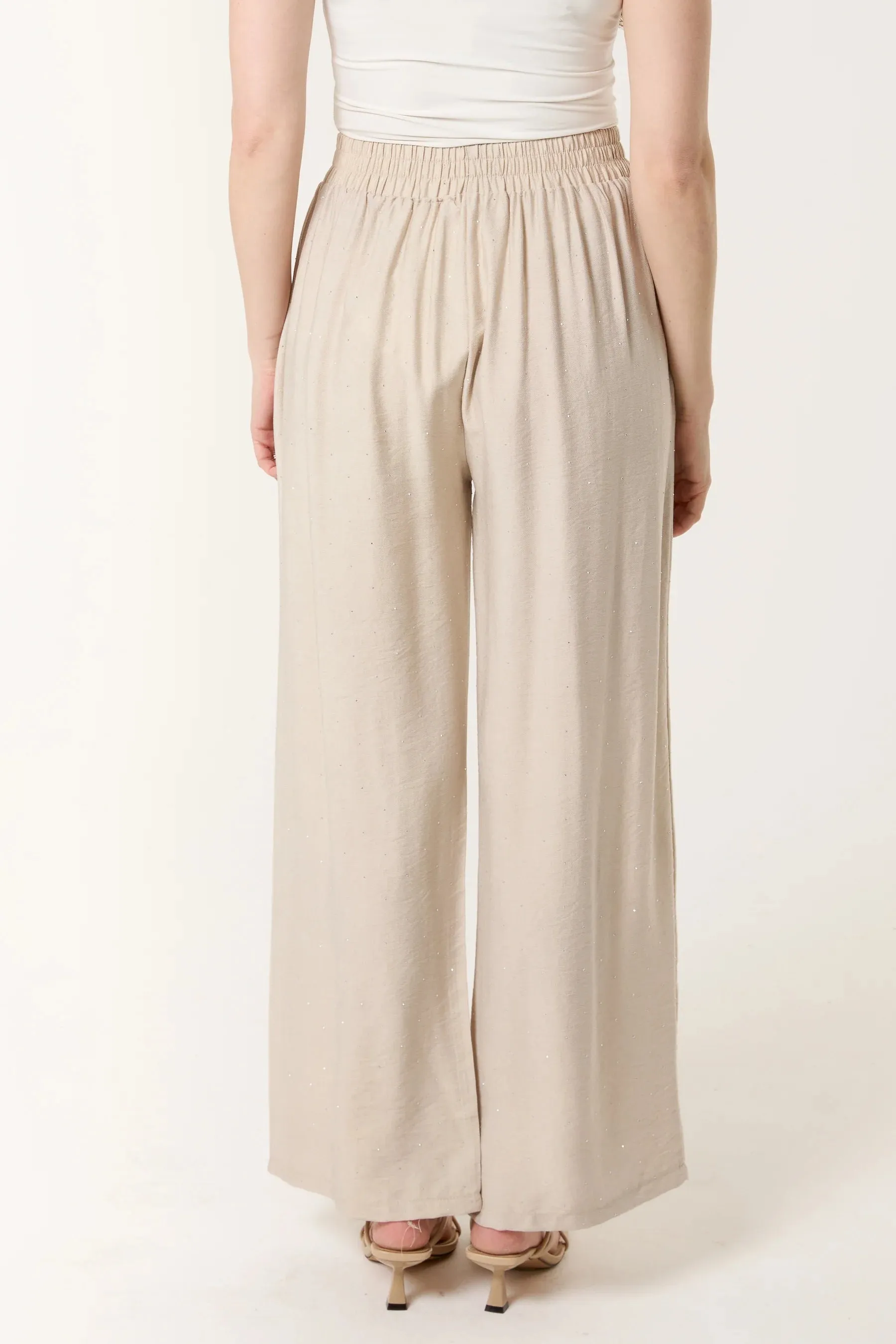The Yara Diamante Embellished Wide Leg Trousers