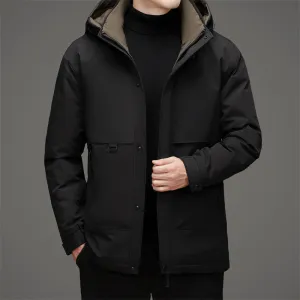 Thickened and Waterproof Down Jacket for Men with Zip-up Design