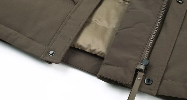 Thickened and Waterproof Down Jacket for Men with Zip-up Design