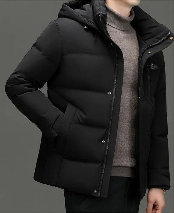 Thickened Hooded Puffer Down Jacket for Ultimate Warmth and Comfort