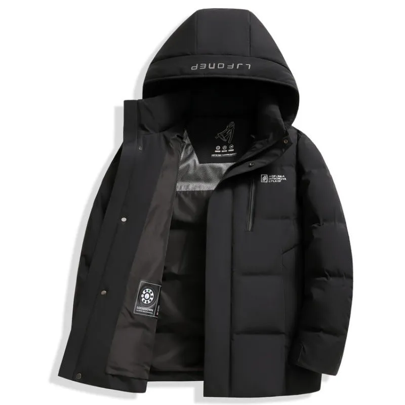 Thickened Hooded Puffer Down Jacket for Ultimate Warmth and Comfort