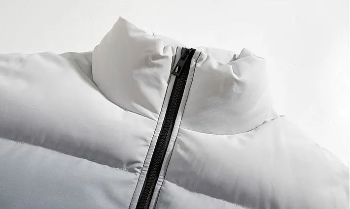 Thickened Windproof Puffer Jacket with Quilted Design and Elastic Band Cuff
