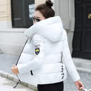 Thickened Windproof Puffer Jacket with Quilted Design and Label Detailing